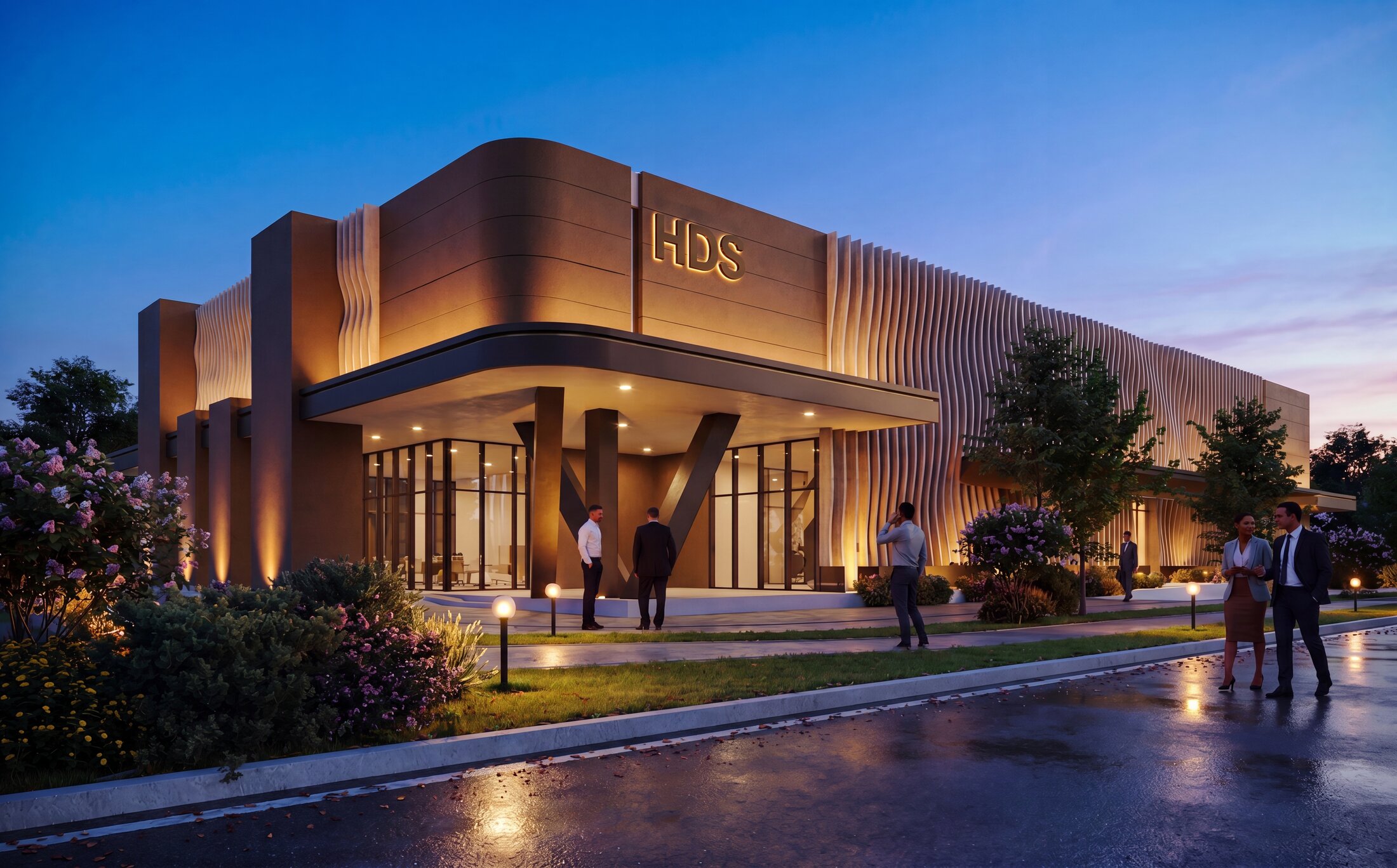 HDS headquarters render at dusk